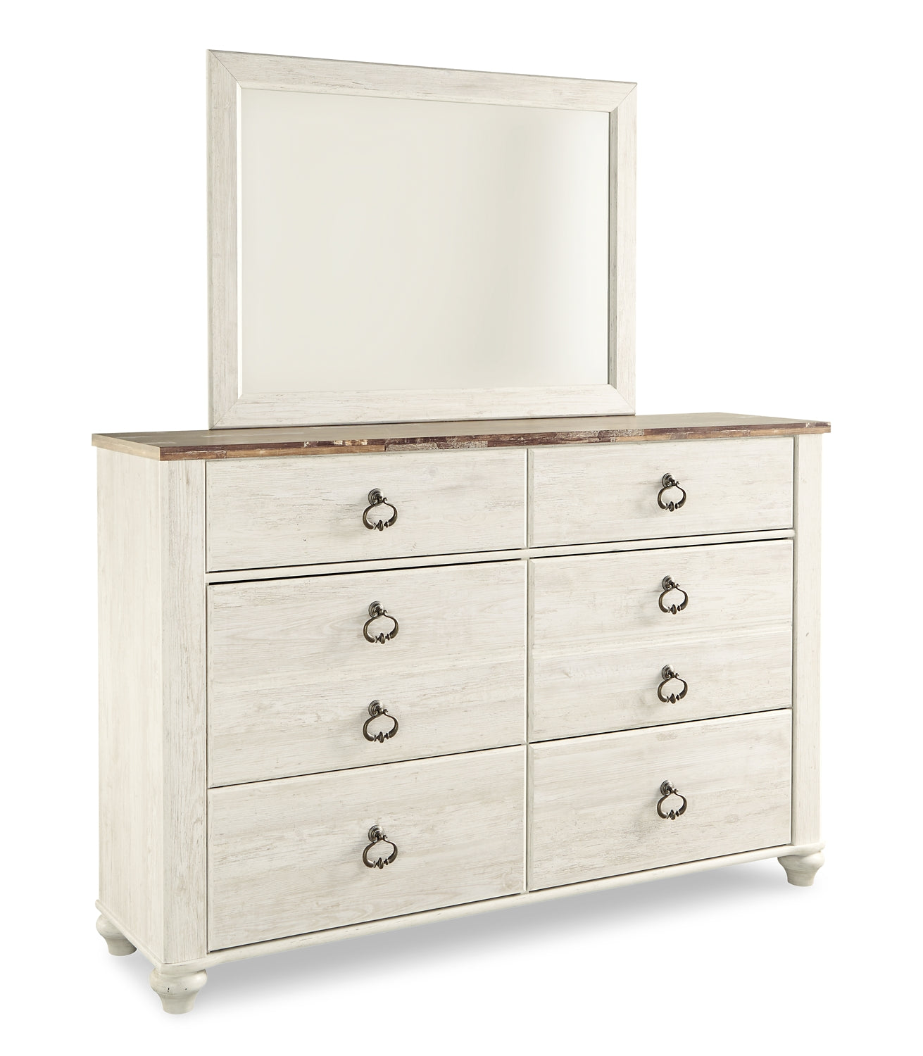 Willowton Sleigh Bed With Mirrored Dresser