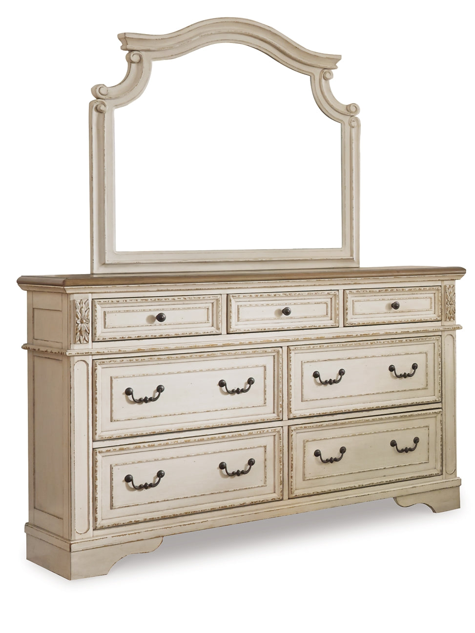 Realyn Upholstered Panel Bed With Mirrored Dresser, Chest And Nightstand