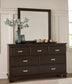 Covetown King Panel Bed with Mirrored Dresser