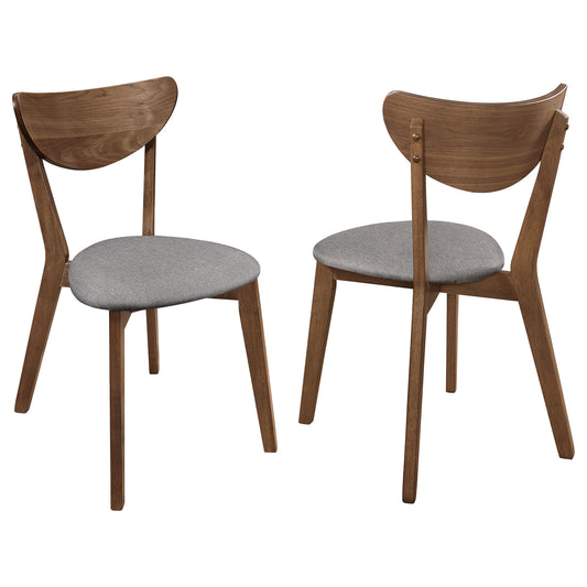 Alfredo Upholstered Dining Chairs Grey and Natural Walnut (Set of 2)