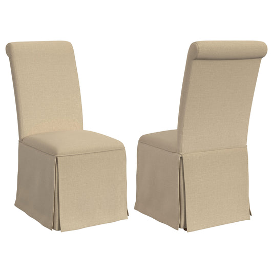 Shawna Upholstered Skirted Parson Dining Side Chair Khaki (Set of 2)