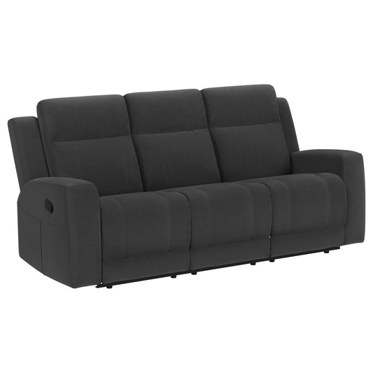 Brentwood Upholstered Motion Reclining Sofa Black