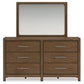Cabalynn California King Upholstered Bed with Mirrored Dresser and Nightstand