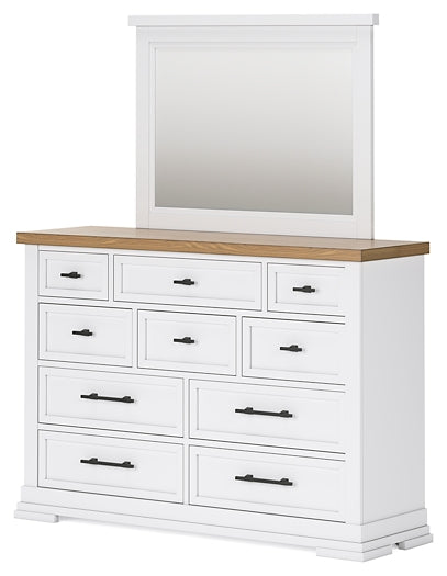 Ashbryn California King Panel Storage Bed with Mirrored Dresser and Chest