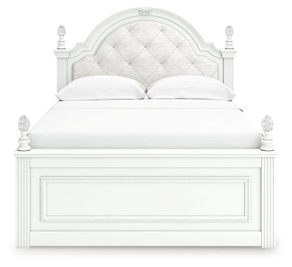 Kozlani Full Upholstered Panel Bed, Dresser and Mirror