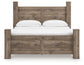 Rusticott California King Poster Bed with Mirrored Dresser and Nightstand