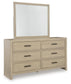 Calmoro California King Bookcase Bed with Mirrored Dresser and Nightstand