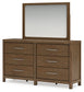 Cabalynn Queen Panel Bed with Storage with Mirrored Dresser