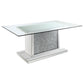 Marilyn Pedestal Rectangle Glass Top Dining Table Mirror