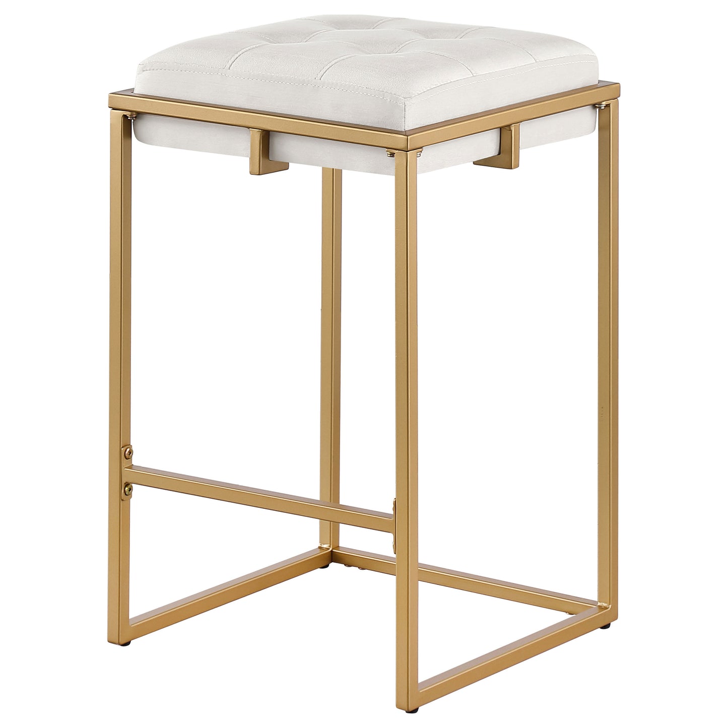 Nadia Square Padded Seat Counter Height Stool (Set of 2) Beige and Gold