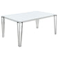 Pauline Rectangular Dining Table with Metal Leg White and Chrome