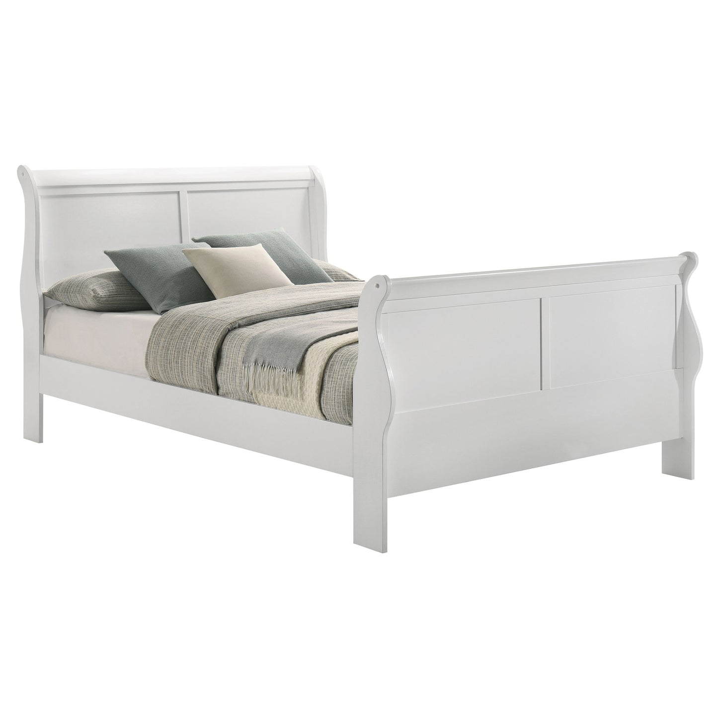Louis Philippe Wood Full Sleigh Bed White