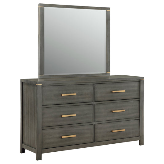 Kieran 6-drawer Bedroom Dresser with Mirror Grey