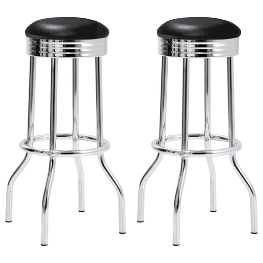 Theodore Upholstered Top Bar Stools Black and Chrome (Set of 2)