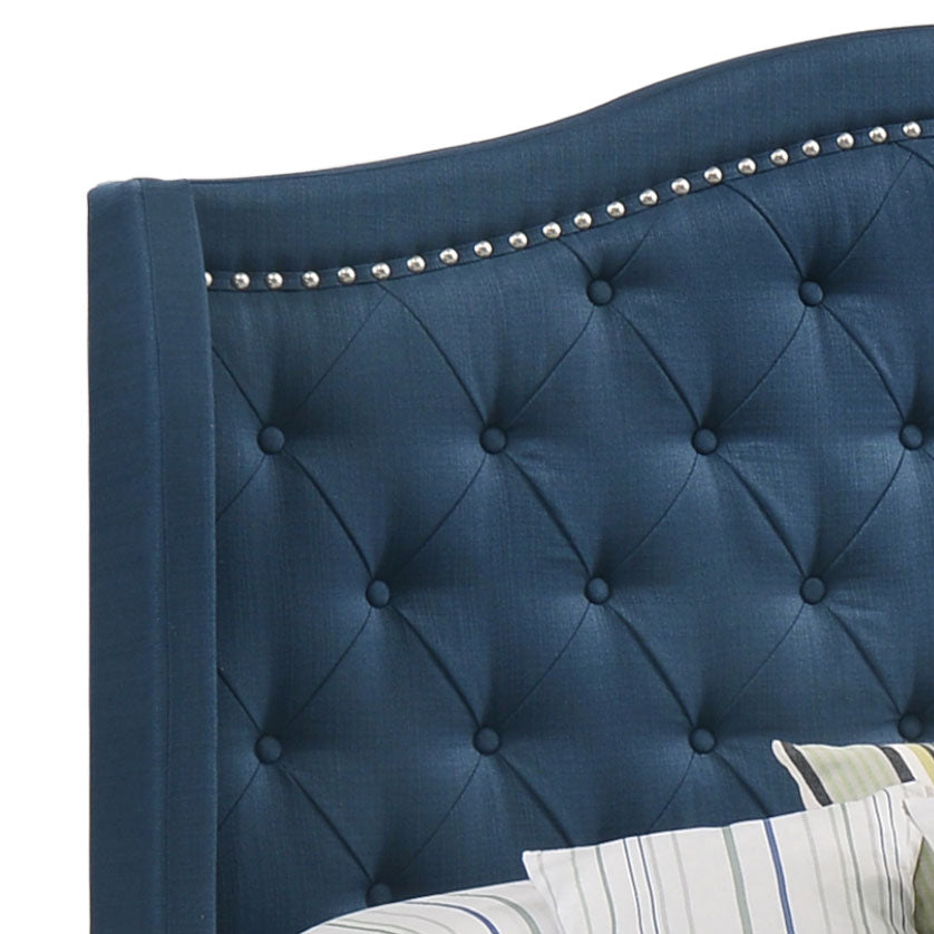 Sonoma Upholstered Full Wingback Bed Blue