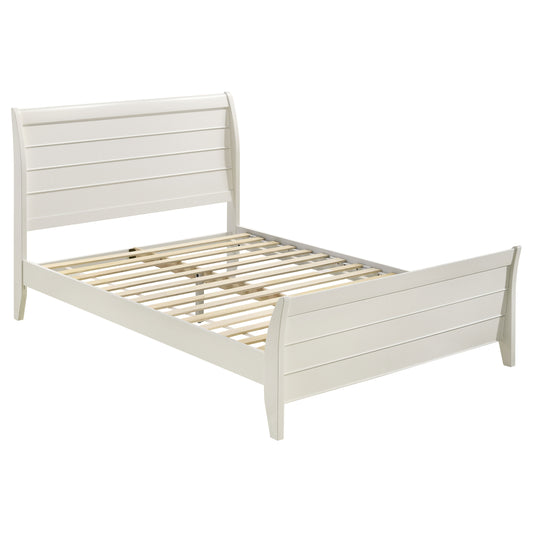 Selena Wood Full Panel Bed Cream White