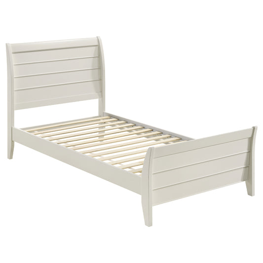Selena Wood Twin Panel Bed Cream White