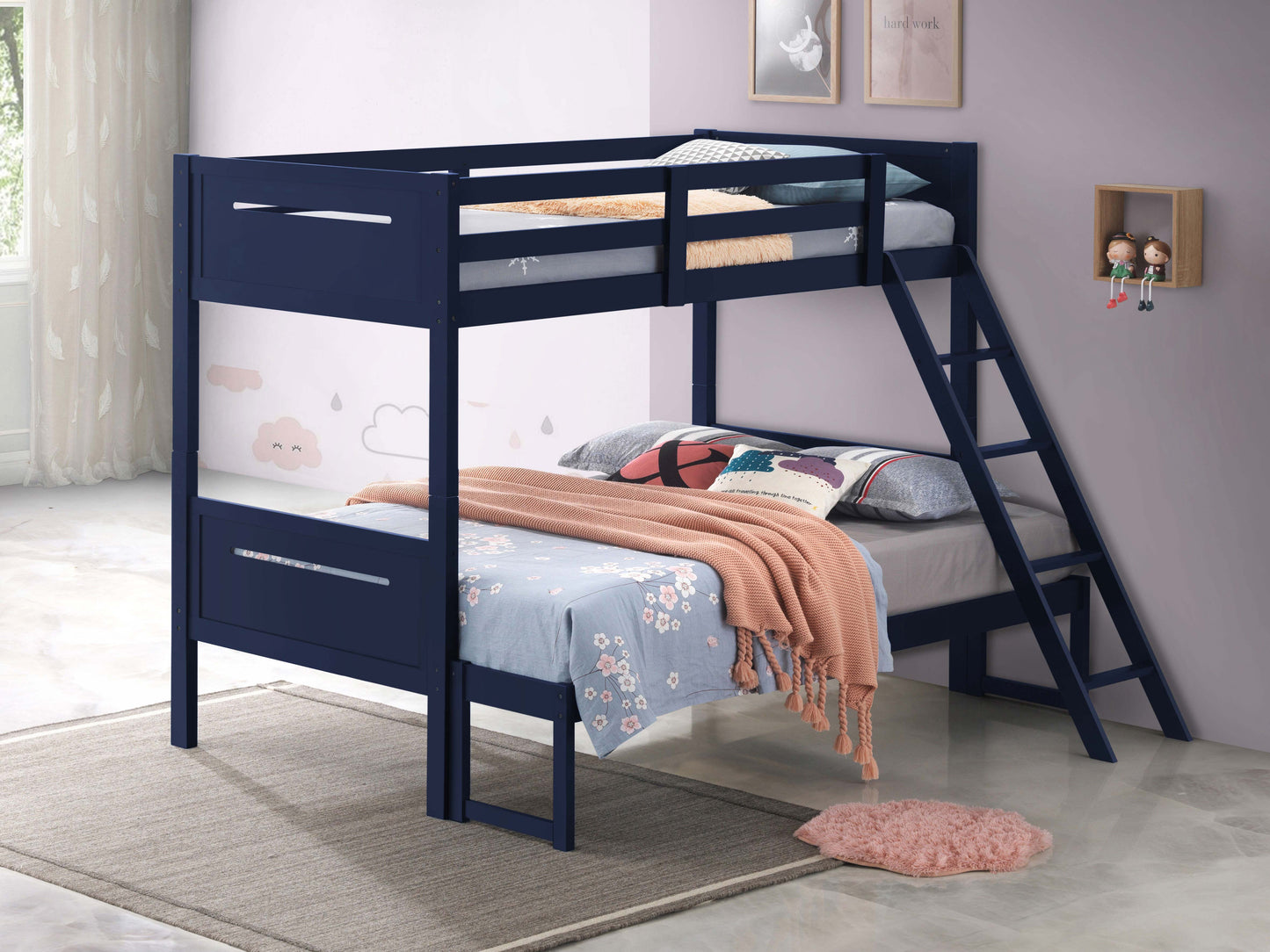 Littleton Wood Twin Over Full Bunk Bed Blue