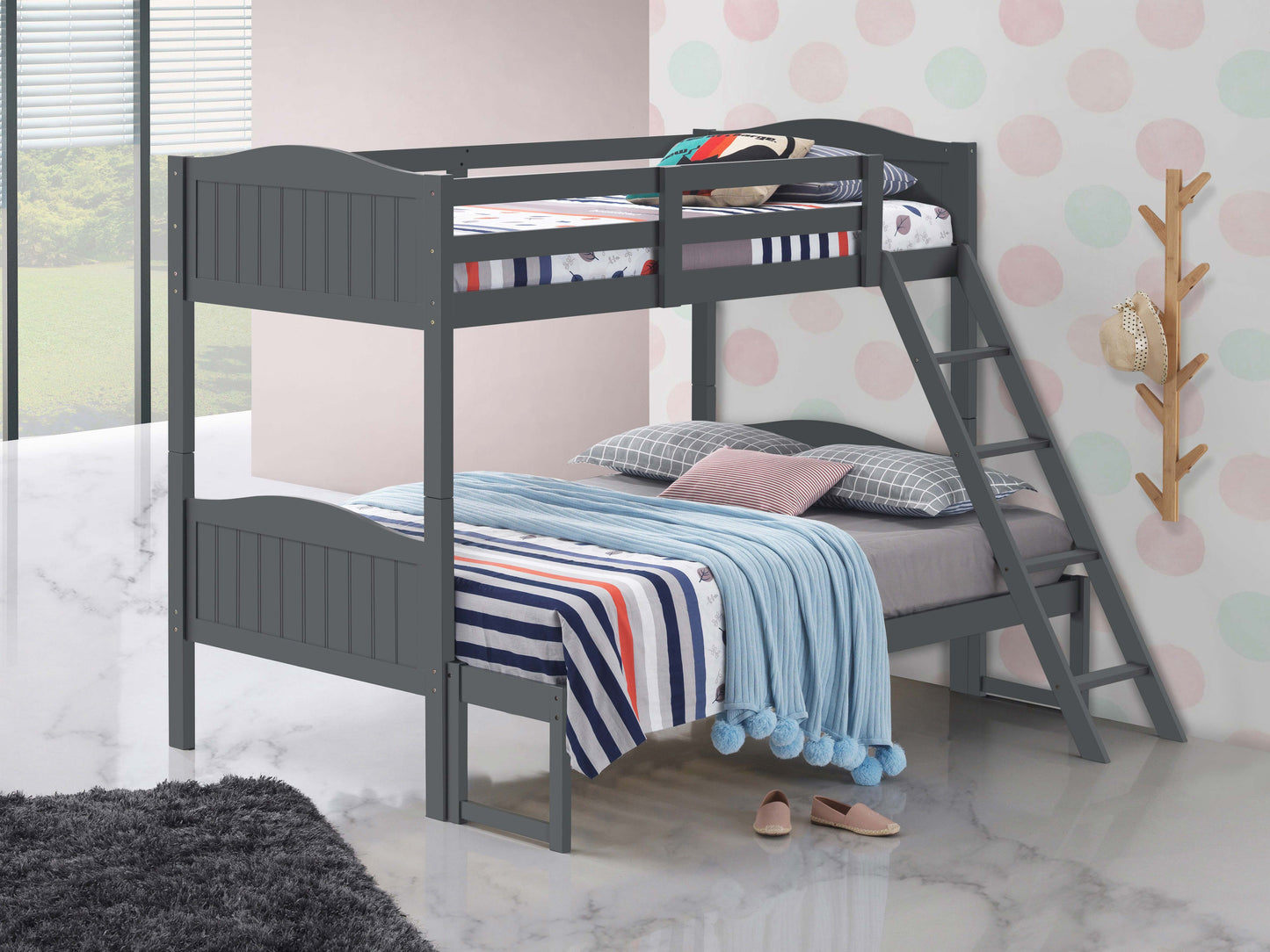 Arlo Wood Twin Over Full Bunk Bed Grey