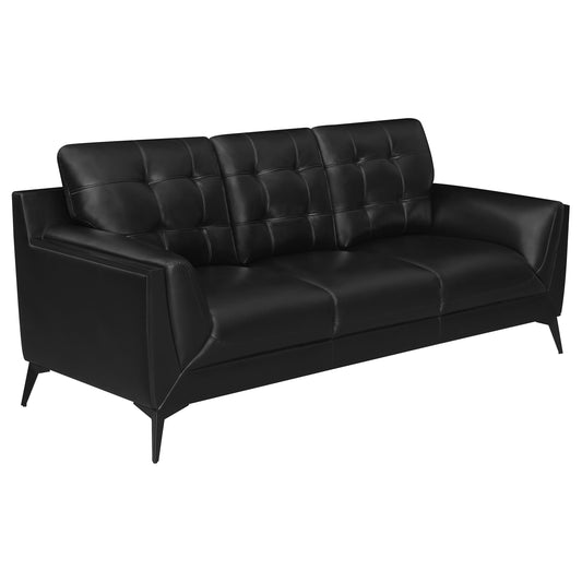 Moira Upholstered Wedge Arm Tufted Sofa Black