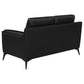 Moira Upholstered Tufted Living Room Set with Track Arms Black