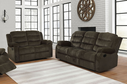Rodman 2-piece Upholstered Reclining Sofa Set Olive Brown