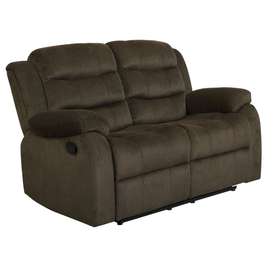 Rodman Upholstered Padded Arm Reclining Loveseat Olive Brown