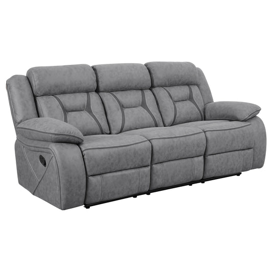 Higgins Upholstered Motion Reclining Sofa Grey