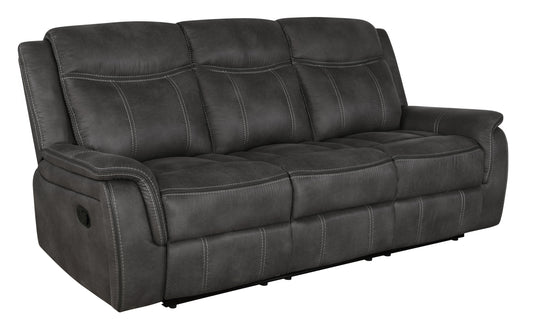Lawrence Upholstered Padded Arm Reclining Sofa Charcoal