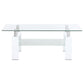 Dyer Rectangular Glass Top Coffee Table With Shelf White