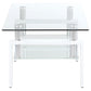 Dyer Rectangular Glass Top Coffee Table With Shelf White