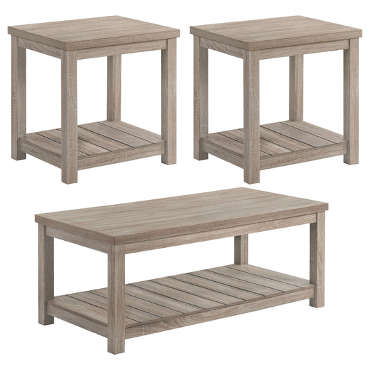Colter 3-piece Occasional Set with Open Shelves Greige