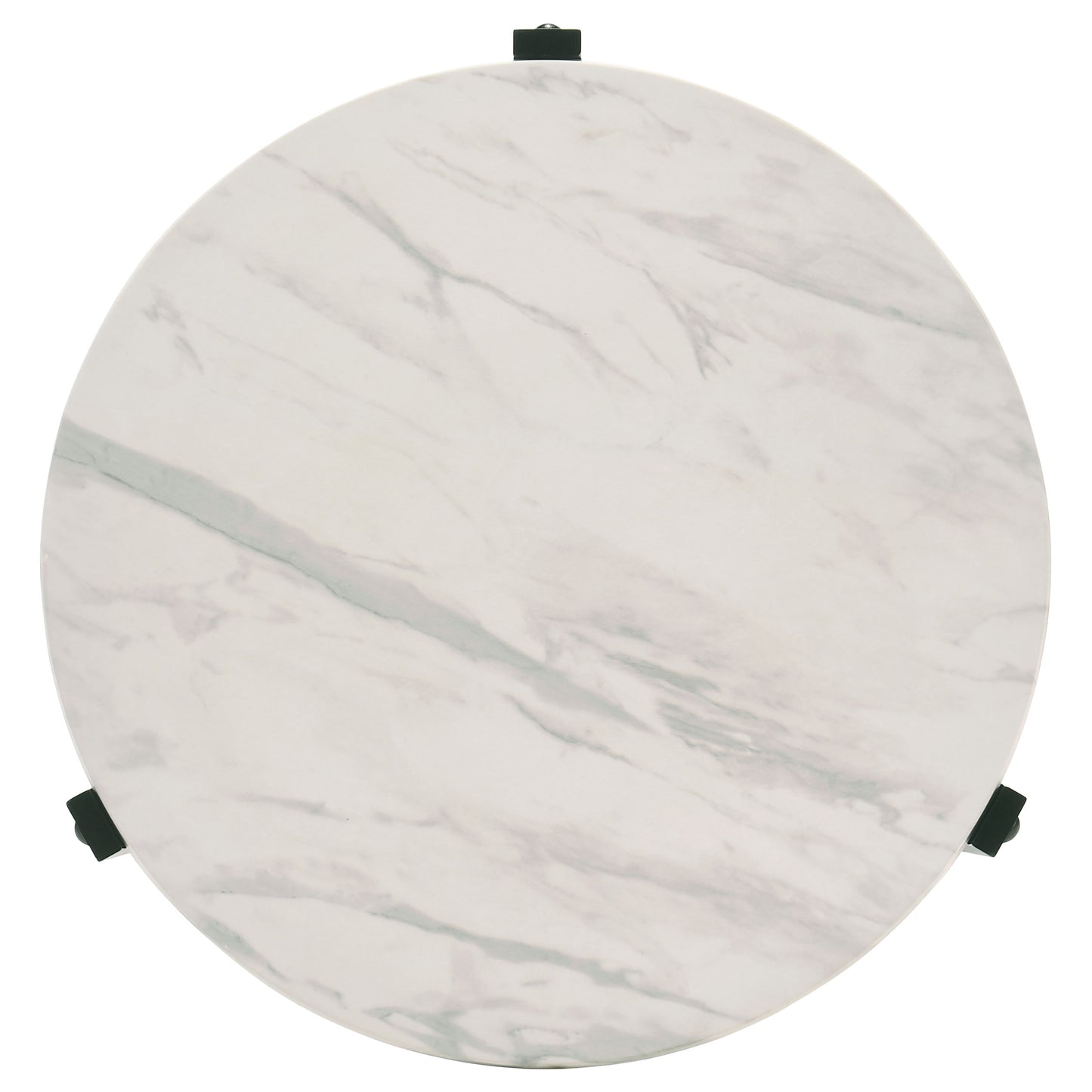 Tandi Round End Table Faux White Marble and Black