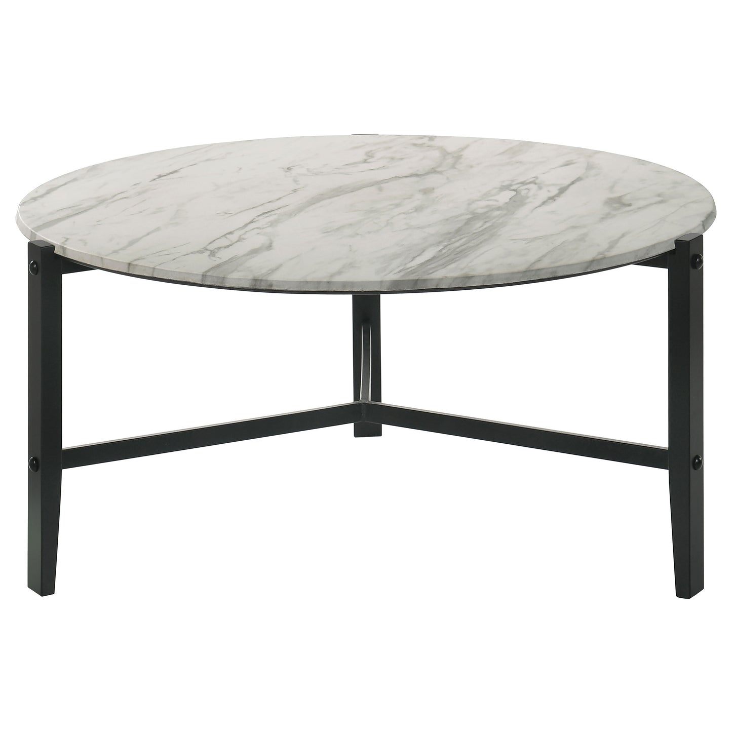 Tandi Round Coffee Table Faux White Marble and Black