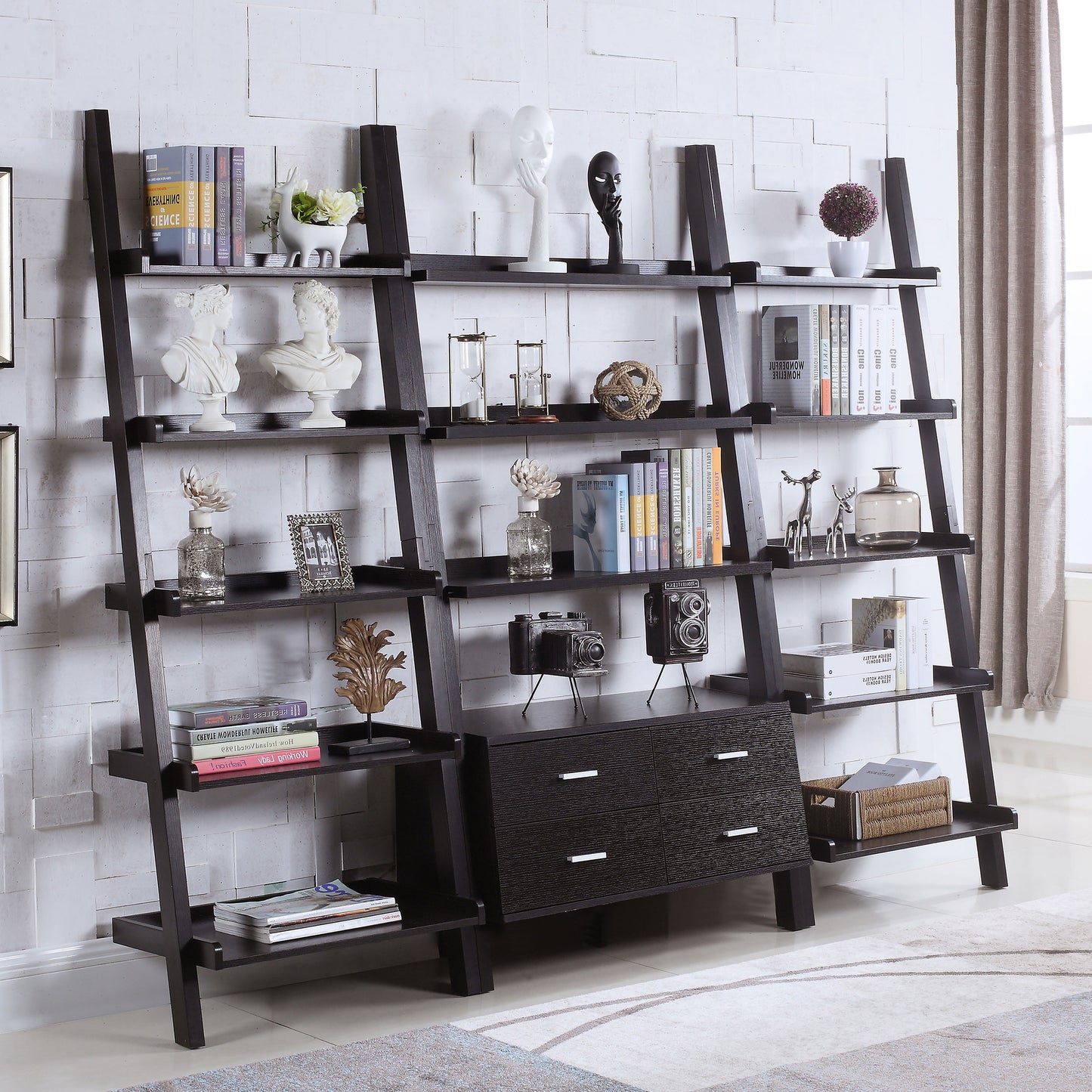 Colella 5-shelf Ladder Bookcase Cappuccino