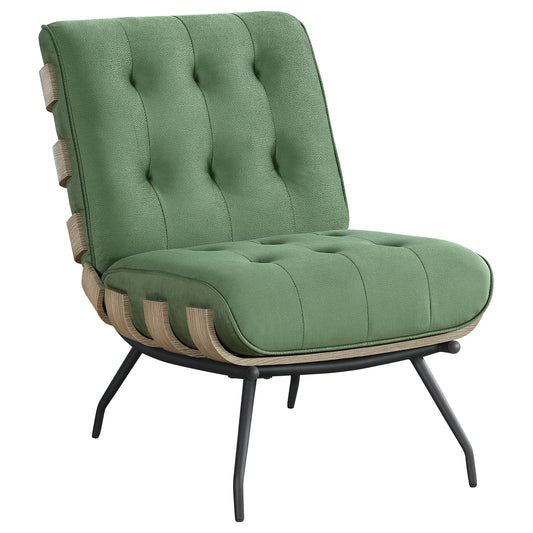 Aloma Upholstered Tufted Armless Accent Chair Green