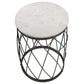 Tereza Round Accent Table with Marble Top White and Black