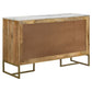 Keaton 3-door Accent Cabinet with Marble Top Natural and Antique Gold