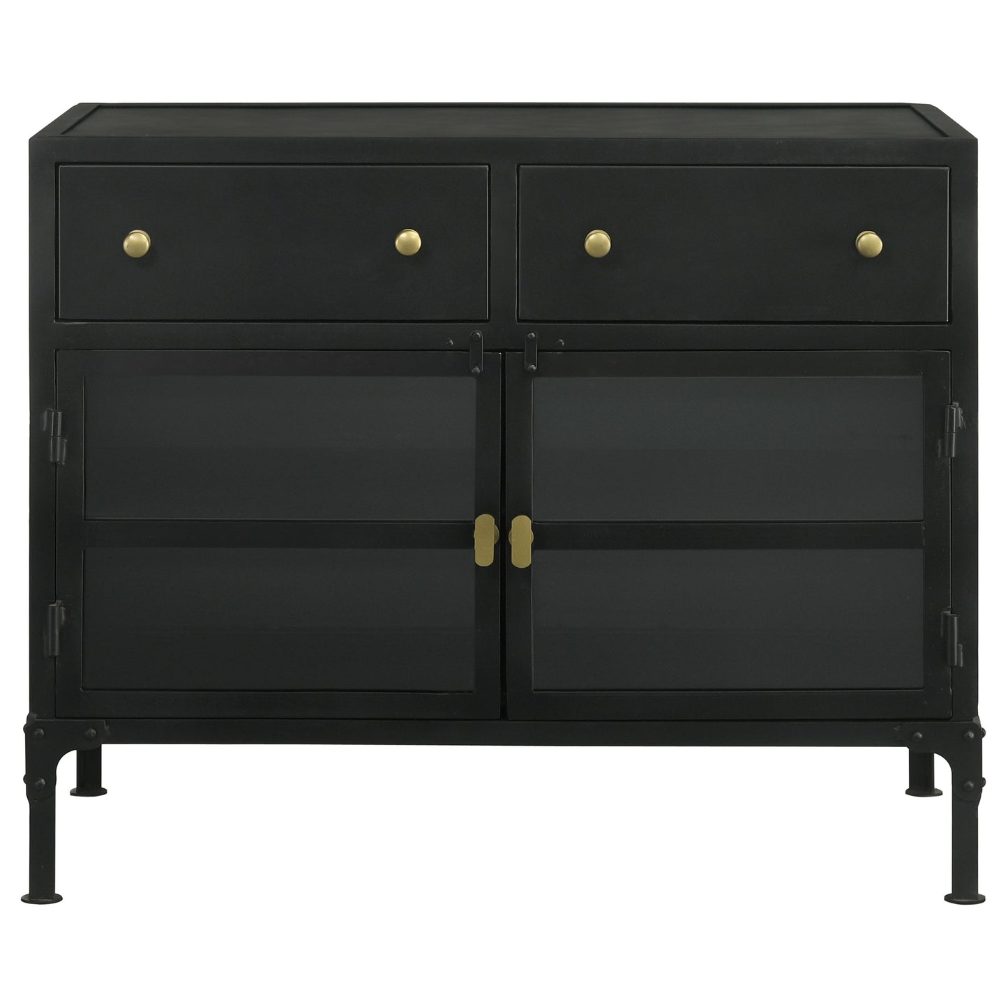 Sadler 2-drawer Accent Cabinet with Glass Doors Black