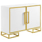 Elsa 2-door Accent Cabinet with Adjustable Shelves White and Gold